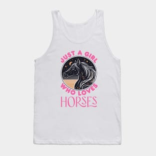 Just A Girl Who Loves Horses - Pink Text Tank Top